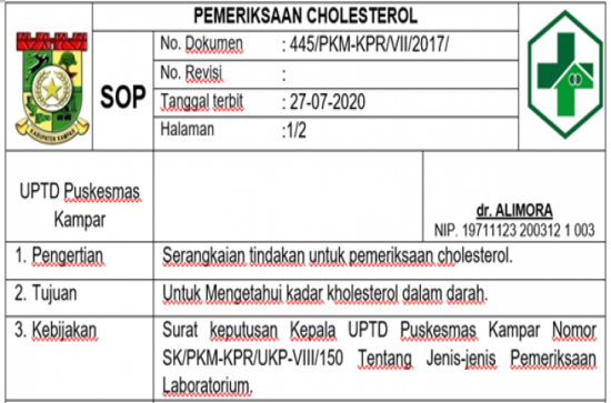 SOP Labor - Pemeriksaan Cholesterol